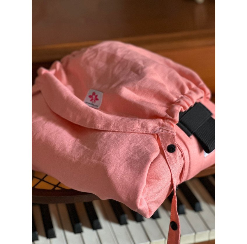 Mochila Ergonómica Minimahue Tirante en X Lino 100% color melocotón (0-24M)