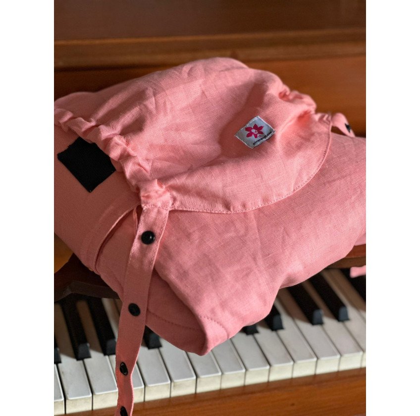 Mochila Ergonómica Minimahue Tirante en X Lino 100% color melocotón (0-24M)
