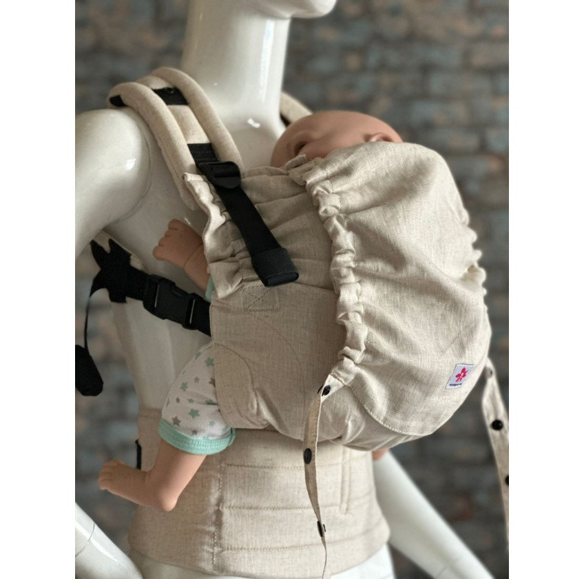 Mochila Ergonómica Minimahue Tirante en X Lino 100% color Amaranto (0-24M)