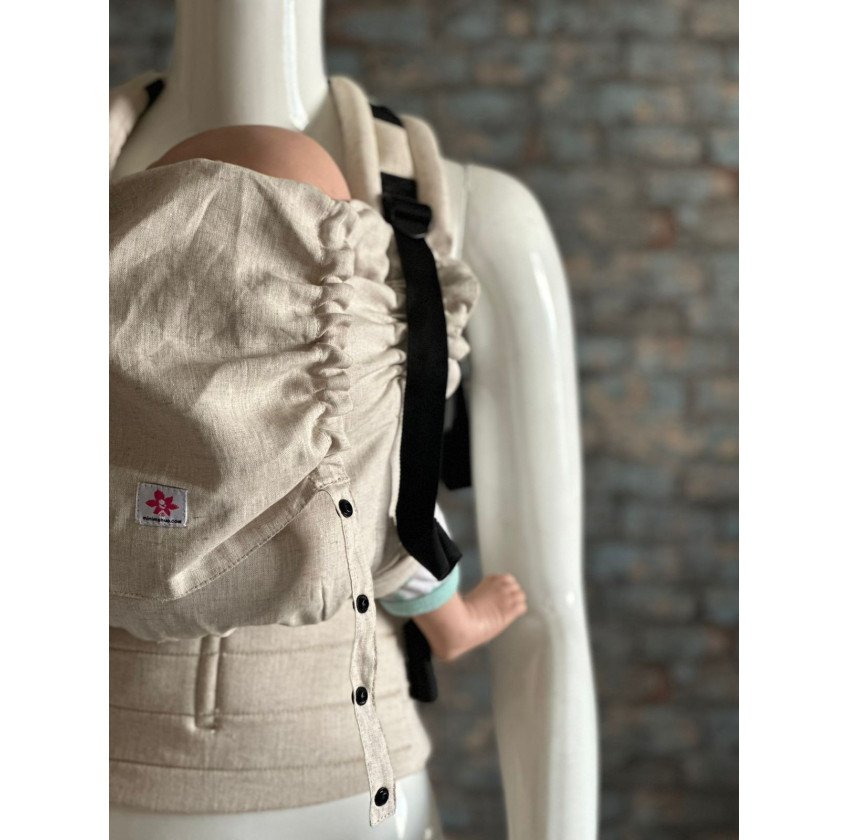 Mochila Ergonómica Minimahue Tirante en X Lino 100% color Amaranto (0-24M)
