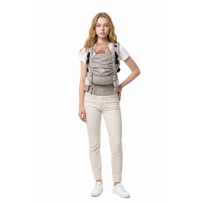 Mochila Ergonómica Minimahue Tirante en X Mesh Perla (0-24M)