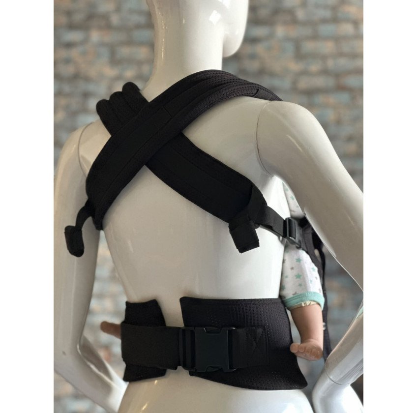 Mochila Ergonómica Minimahue Tirante en X Mesh Negro (0-24M)