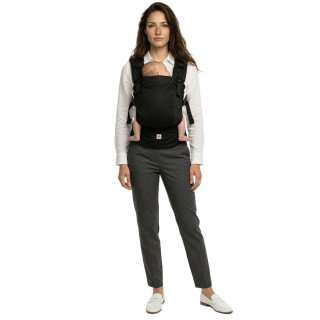 Mochila Ergonómica Minimahue Tirante H Sarga Algodón y Mesh Negro (6-36M)