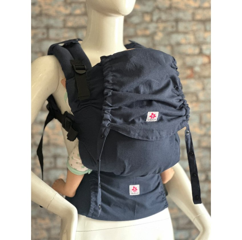 Mochila Ergonómica Minimahue Tirante en X Lino 55% -algodón 45% color marino (0-24M)