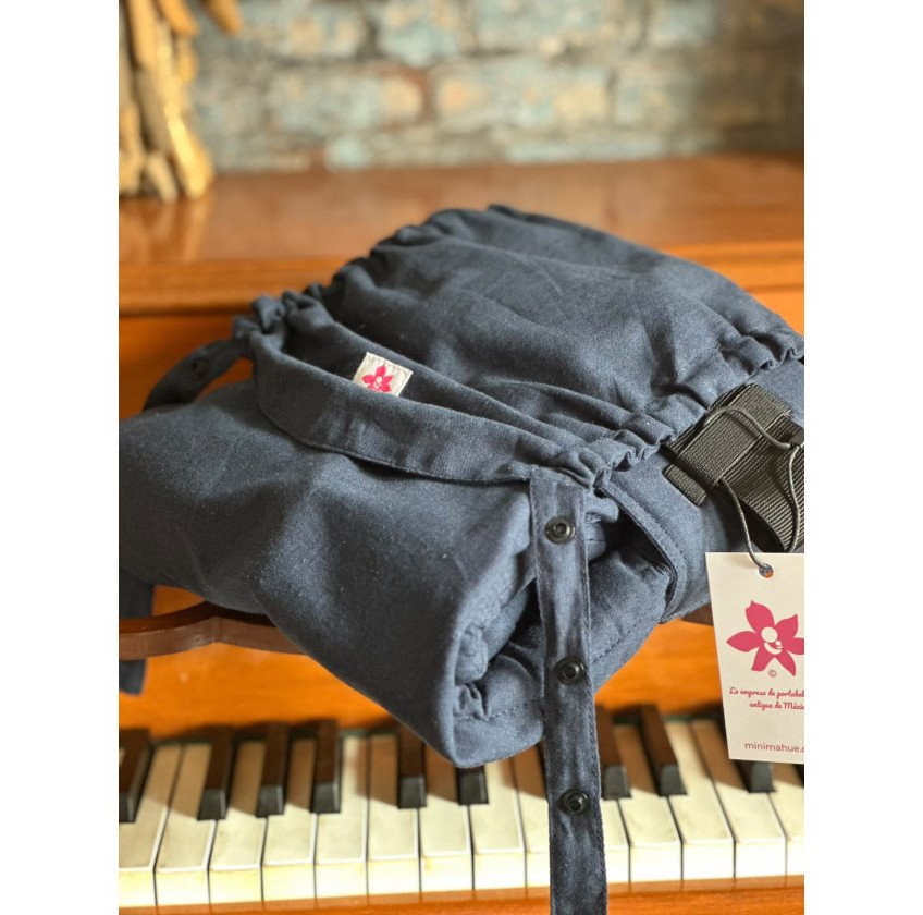 Mochila Ergonómica Minimahue Tirante en X Lino 55% -algodón 45% color marino (0-24M)