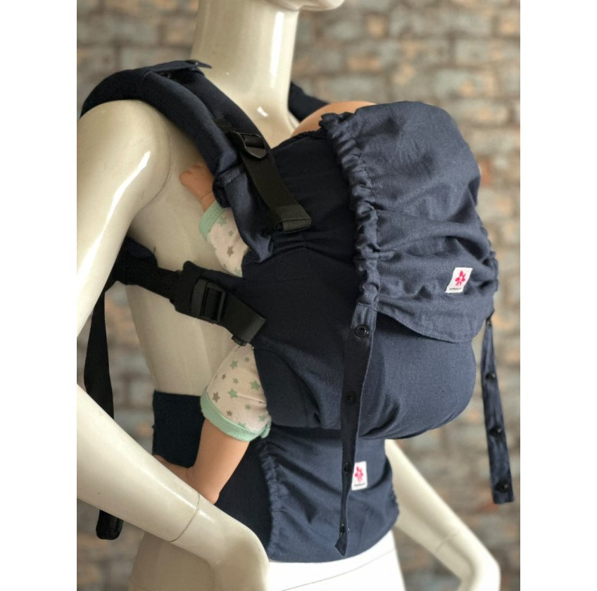 Mochila Ergonómica Minimahue Tirante en X Lino 55% -algodón 45% color marino (0-24M)