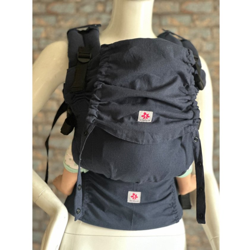 Mochila Ergonómica Minimahue Tirante en X Lino 55% -algodón 45% color marino (0-24M)