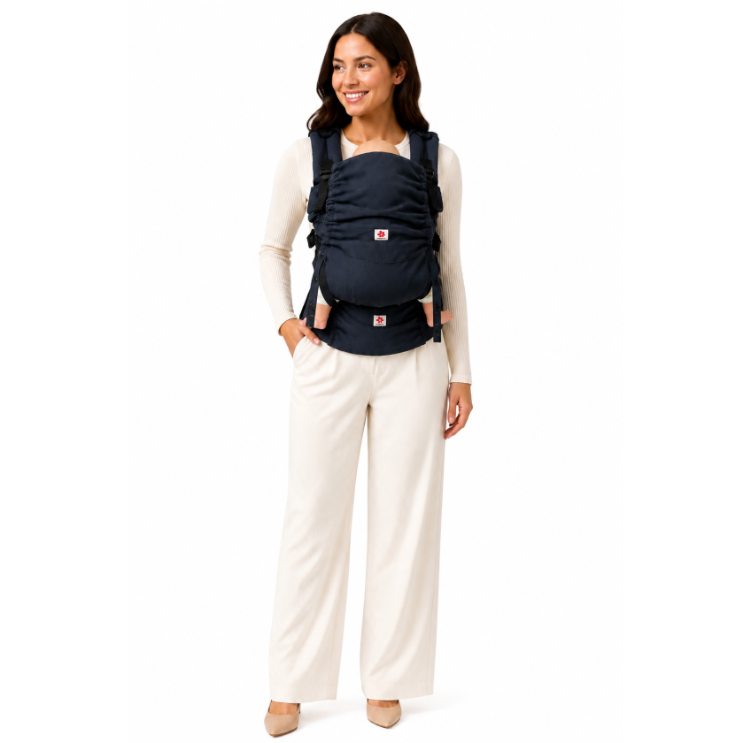 Mochila Ergonómica Minimahue Tirante en X Lino 55% -algodón 45% color marino (0-24M)