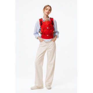 Mochila Ergonómica Minimahue Tirante H Algodón y Mesh Rojo (0-24M)