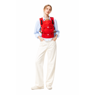 Mochila Ergonómica Minimahue Tirante H Algodón y Mesh Rojo (0-24M)