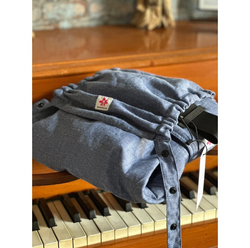 Mochila Ergonómica Minimahue Tirante en X Lino 55% -algodón 45% color azul mezclilla (0-24M)
