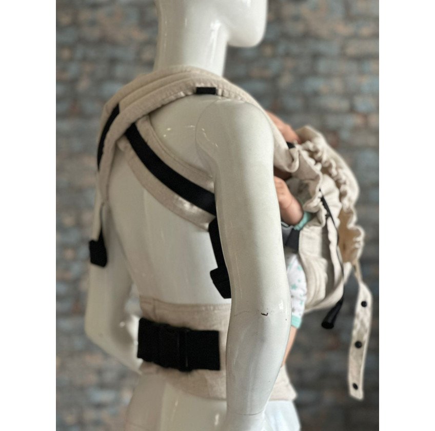 Ergonómica Minimahue Tirante en X Lino 100% color Amaranto (6-36M)