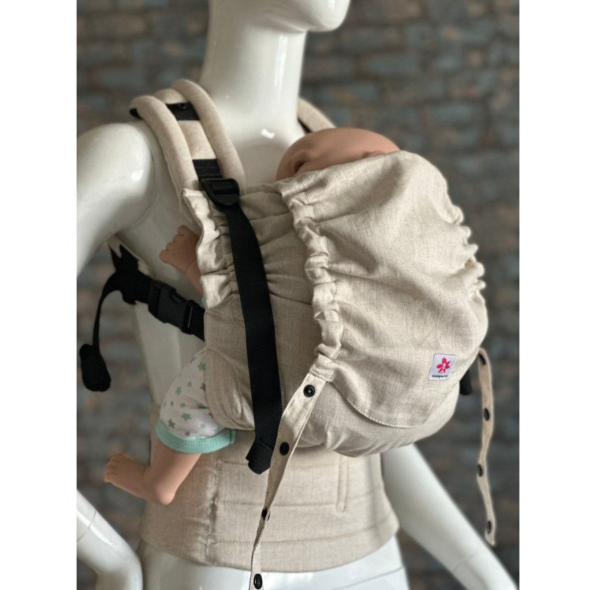 Ergonómica Minimahue Tirante en X Lino 100% color Amaranto (6-36M)