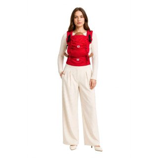 Mochila Ergonómica Minimahue Tirante en X Sarga de Algodón Rojo con Mesh Central Rojo (0-24M)