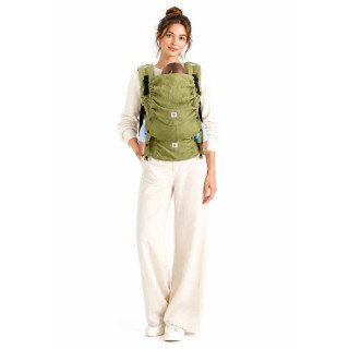 Mochila Ergonómica Minimahue Tirante en X Lino 100% Color Verde Hoja (6-36M)